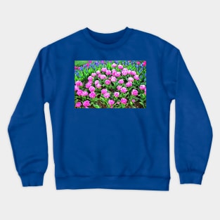 Fancy Pink Tulips with Grape Hyacinths Crewneck Sweatshirt